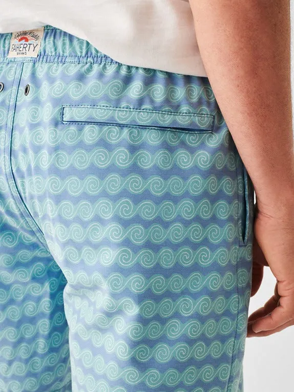 Faherty Beacon Trunk 7'' in Teal Rolling Seas
