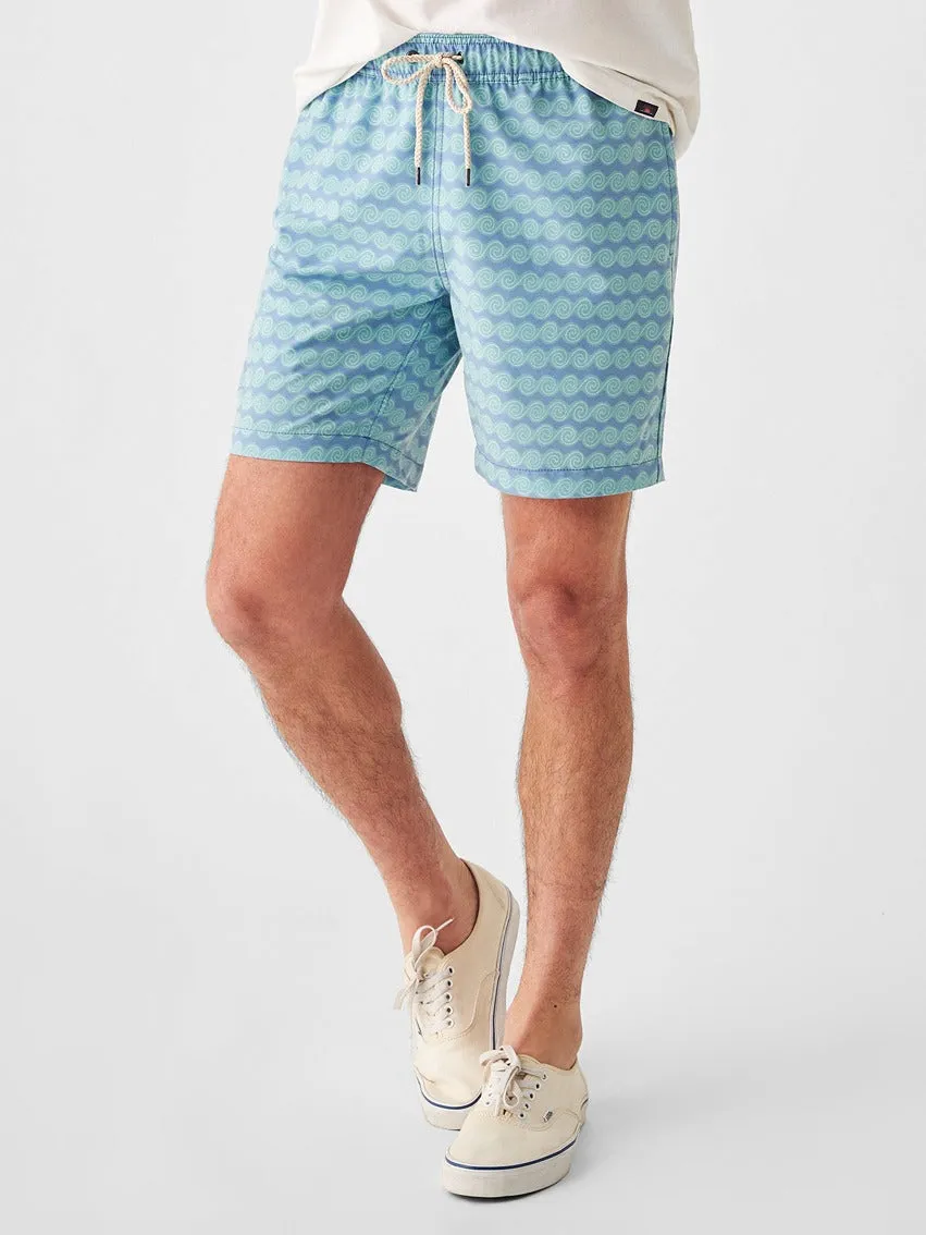 Faherty Beacon Trunk 7'' in Teal Rolling Seas