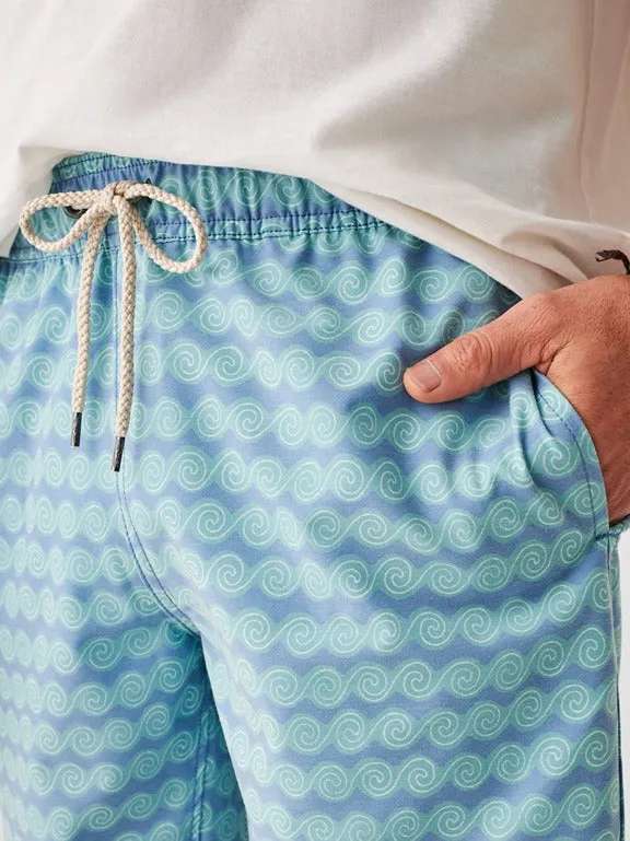 Faherty Beacon Trunk 7'' in Teal Rolling Seas