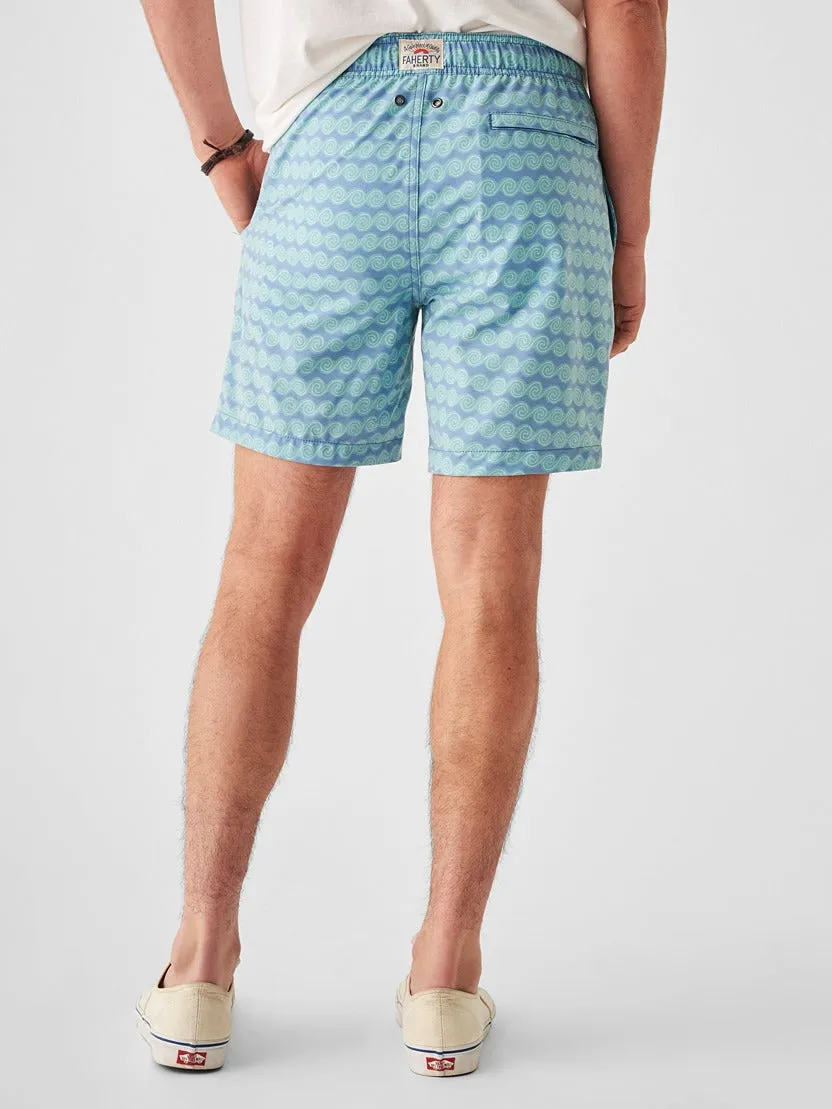 Faherty Beacon Trunk 7'' in Teal Rolling Seas