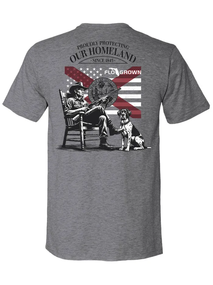 FloGrown FGM-1848 Mens Short Sleeve Proudly Protecting Homeland Tee Grey