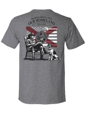 FloGrown FGM-1848 Mens Short Sleeve Proudly Protecting Homeland Tee Grey