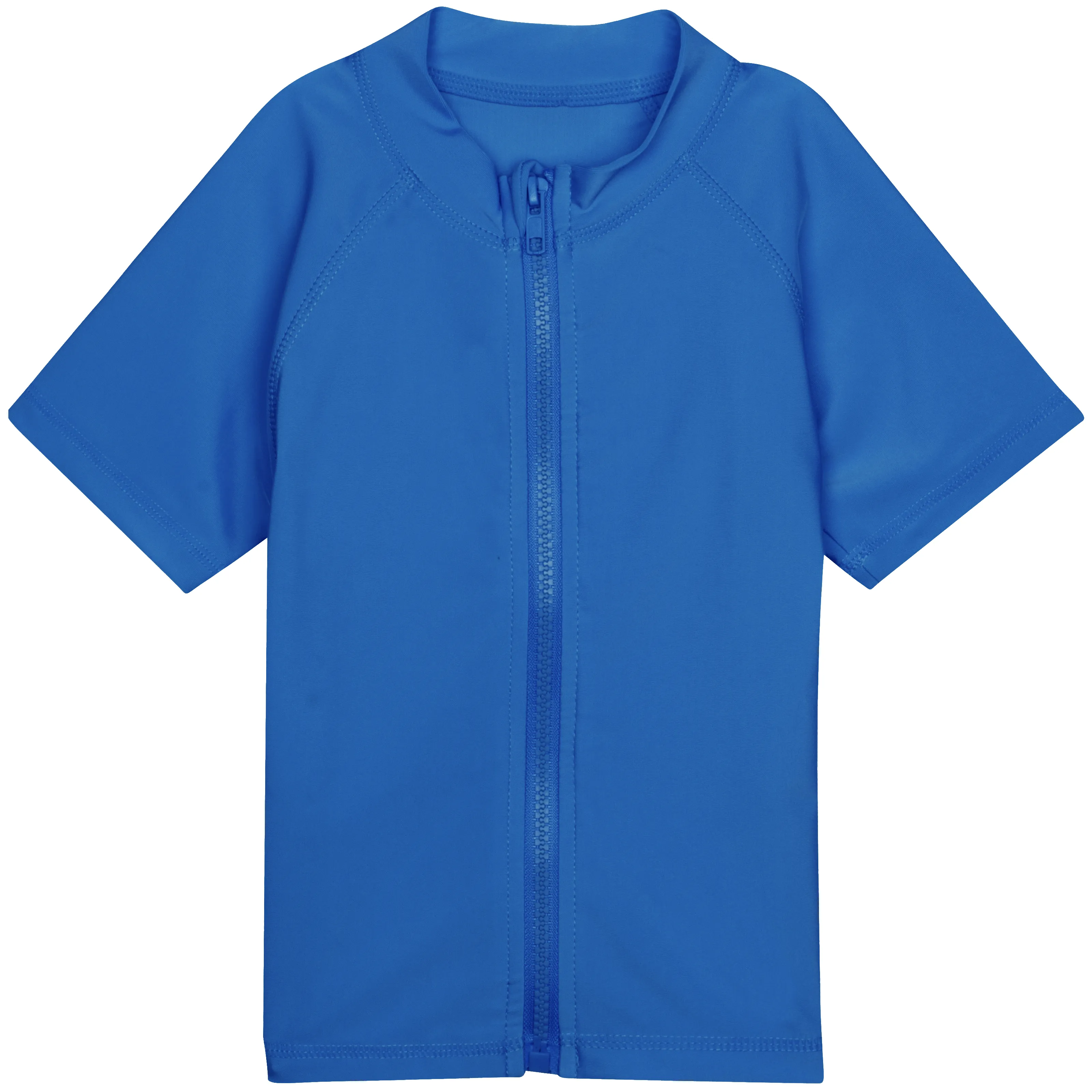 Kids Short Sleeve Zipper Rash Guard Swim Shirt | “Blue”