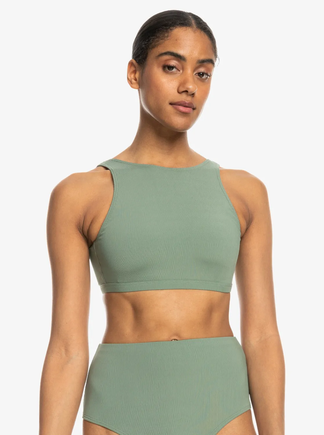 Roxy Pro The Pop Up Crop Bikini Top - Agave Green