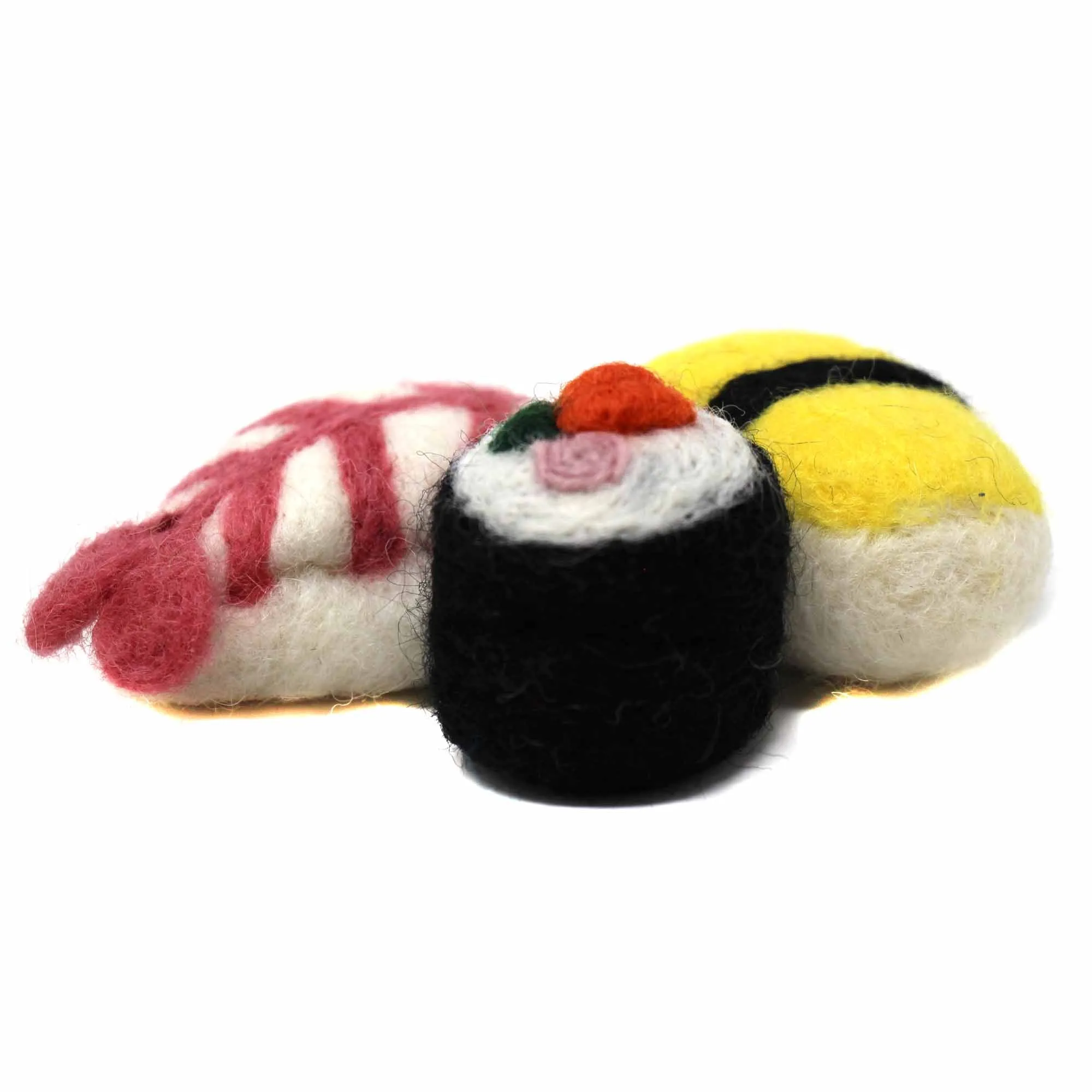 Set of 3 Hand felted Sushi Cat Toys with Catnip Global Groove