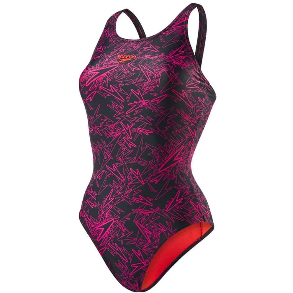 Speedo Boom Allover Muscleback Womens Swimsuit - Black