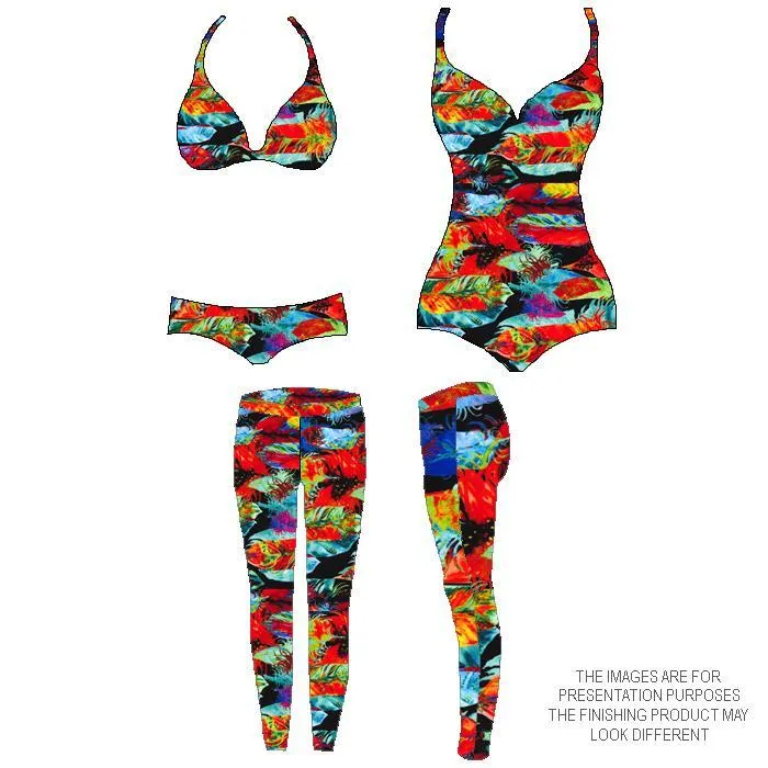 SPT192-1 | feathers, rainbow, tropical, Printed Spandex