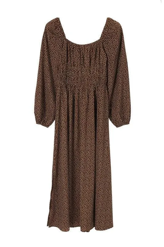 Square Neck Vintage Puff Dress