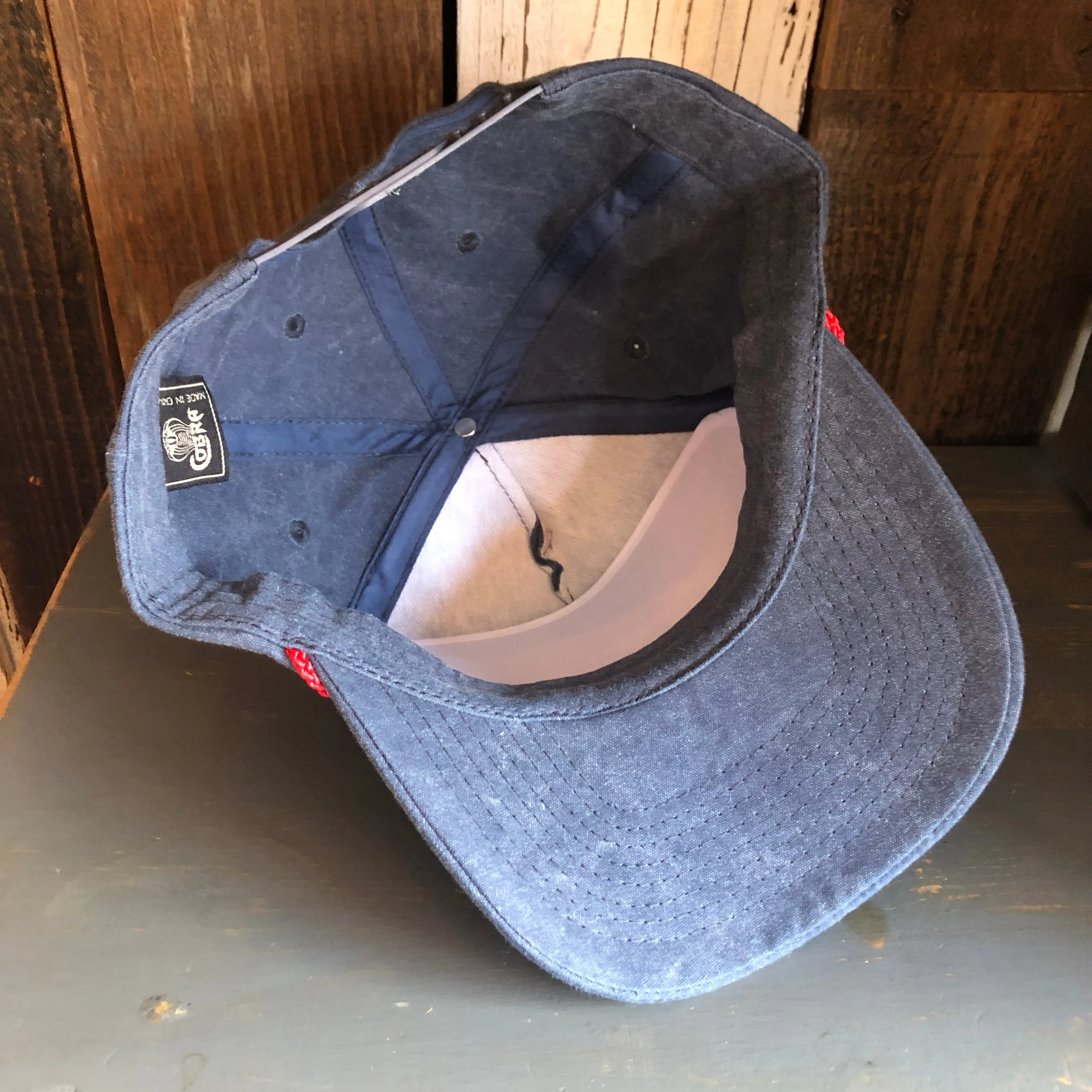 SURF HERMOSA :: OPEN DAILY 5 panel Stone Washed Canvas 2-Tone - Indigo/Red Braid